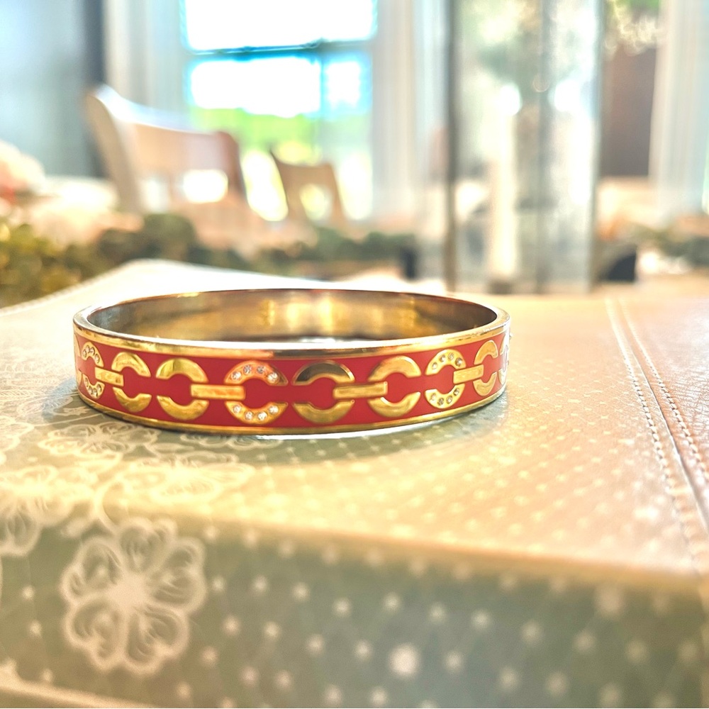 Elegant Red and Gold Bangle Bracelet